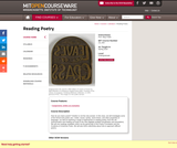 Reading Poetry, Spring 2018