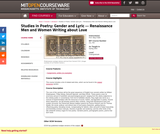 Studies in Poetry: Gender and Lyric -- Renaissance Men and Women Writing about Love, Spring 2003