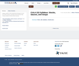 CULA 222 Syllabus: Stocks, Sauces, and Soups