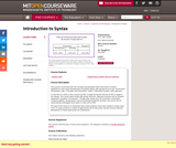 Introduction to Syntax, Fall 2003