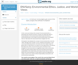 ENVS203: Environmental Ethics, Justice, and World Views