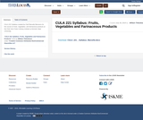 CULA 221 Syllabus: Fruits, Vegetables and Farinaceous Products