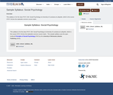 Sample Syllabus: Social Psychology