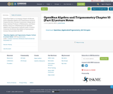 OpenStax Algebra and Trigonometry Chapter 10 (Part 3) Lecture Notes