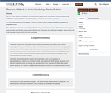 Research Methods in Social Psychology Review Rubrics