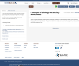 Concepts of Biology Vocabulary Worksheets