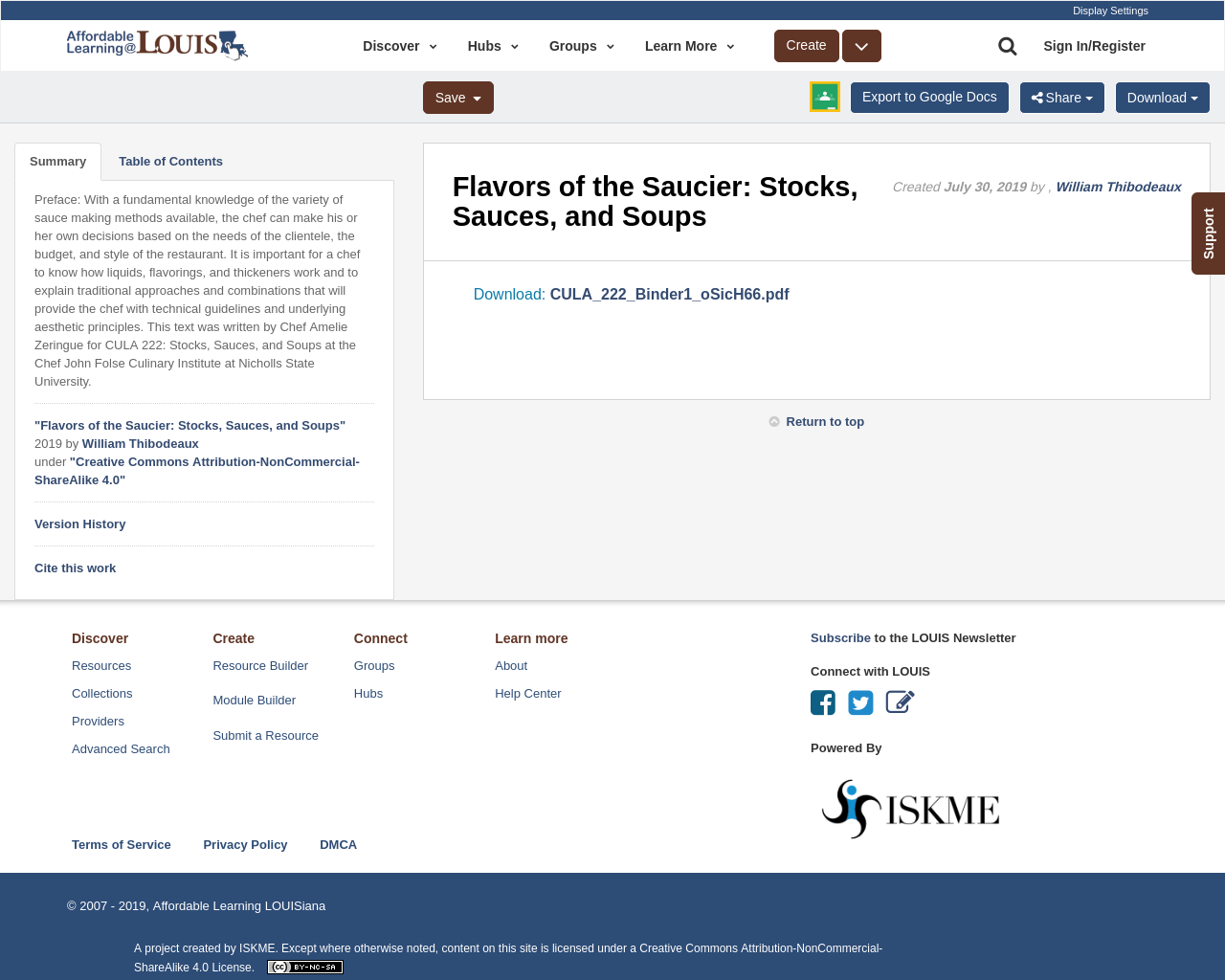 Flavors of the Saucier Stocks, Sauces, and Soups OER Repository